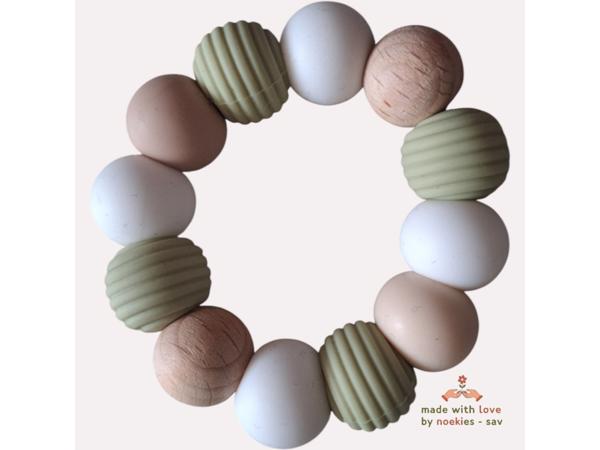 Noekies Handgemaakte Bijtring khaki beige - Nieuw!