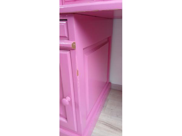 Bureau massief hout knalroze
