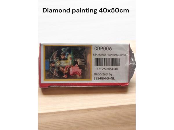 Diamond painting kerst engelen met baby en stal 50x40cm