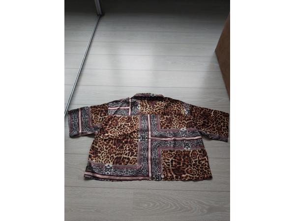 JCL blouse zijde zacht panterprint bruin rood M/L