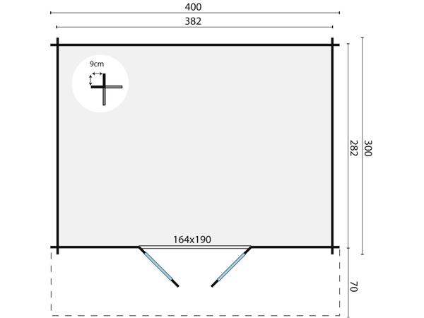 Blokhut - Tuinhuis Murcia | 34 mm | vuren onbehandeld