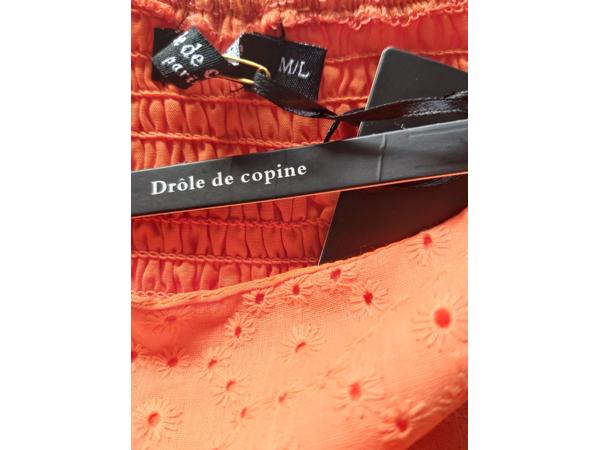 Drole de Copine rok gaatjes patroon oranje M/L