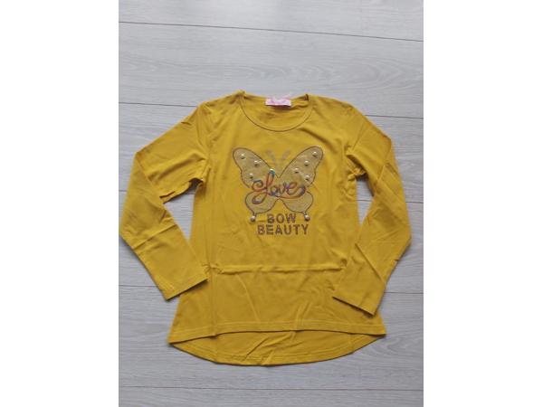 Seagull longsleeve t-shirt okergeel vlinder glitter 146/152