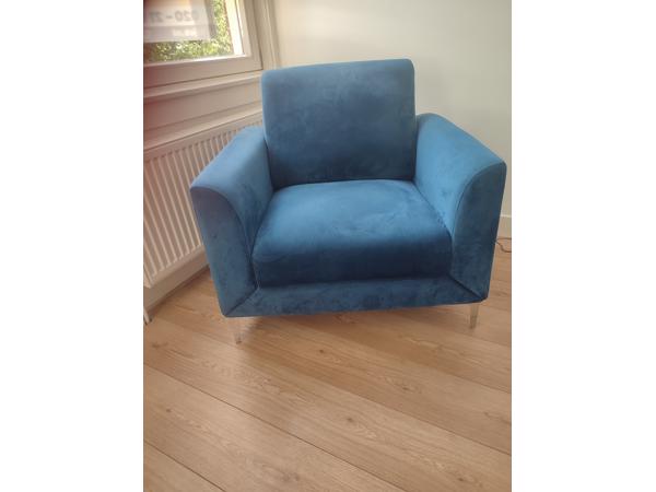 Blauwe fluwelen Fauteuil