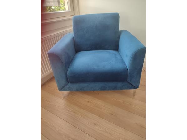 Blauwe fluwelen Fauteuil