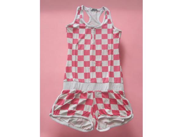 Metrofive playsuit roze wit geblokt M/L 38/40