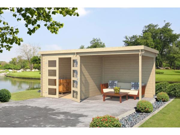 Blokhut met overkapping Helena 472x230 Onbehandeld vuren