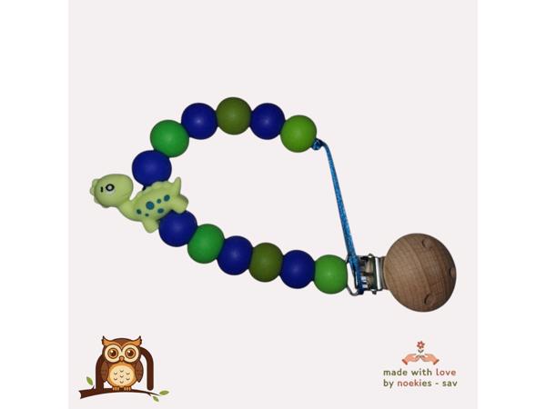 noekies speenkoord dino stippel blauw groen nr 25
