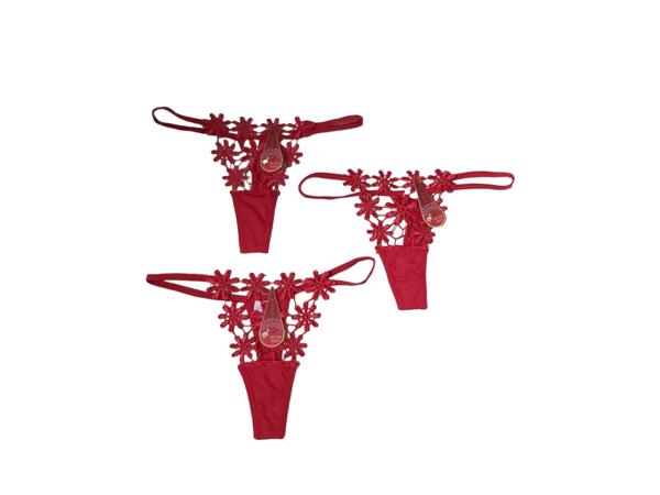 3x Hana kerst strings rood bloemetjes one size