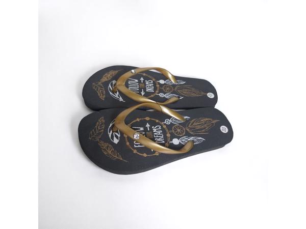 Teenslipper zwart goud met strass steentjes 33