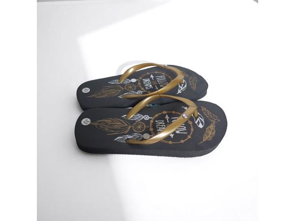 Teenslipper zwart goud met strass steentjes 33