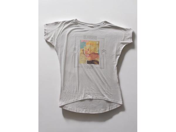 Glo-story t-shirt 1995 wit glamour glitter one size