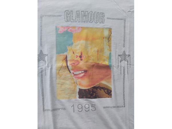 Glo-story t-shirt 1995 wit glamour glitter one size