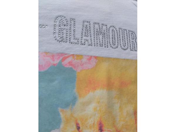 Glo-story t-shirt 1995 wit glamour glitter one size