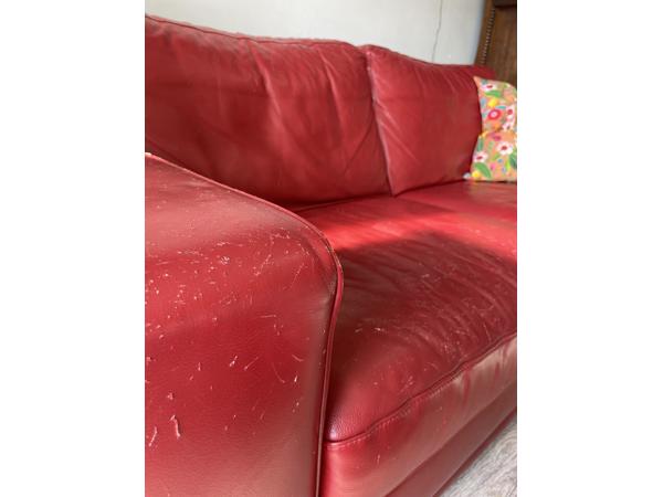 Rode leren bank 2-zits
