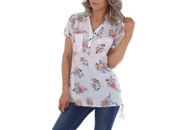 Metrofive bloemen tuniek shirt wit S