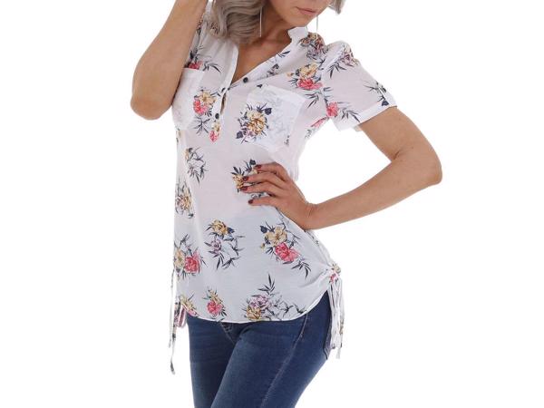 Metrofive bloemen tuniek shirt wit S