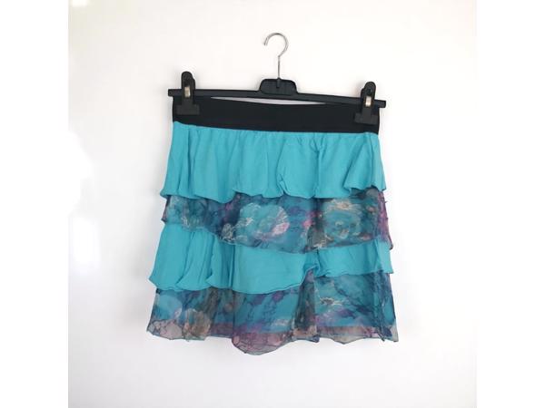 Mini rok met laagjes van kant turquoise L/XL