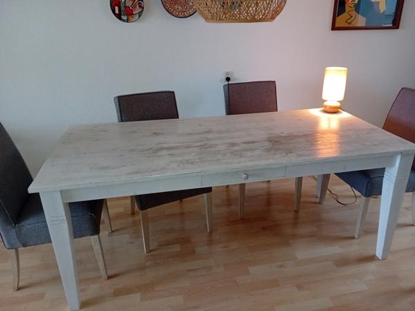 Whitewash eettafel 90x200
