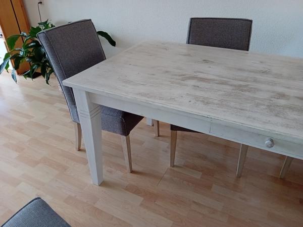 Whitewash eettafel 90x200