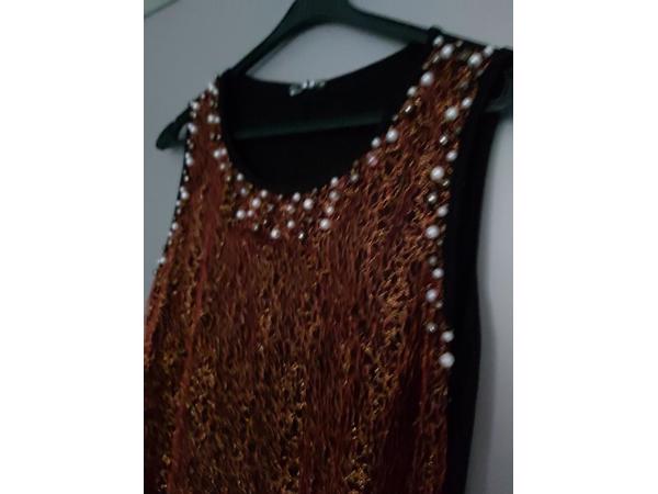 Metrofive stretchy glitter jurk rood met parels S/M