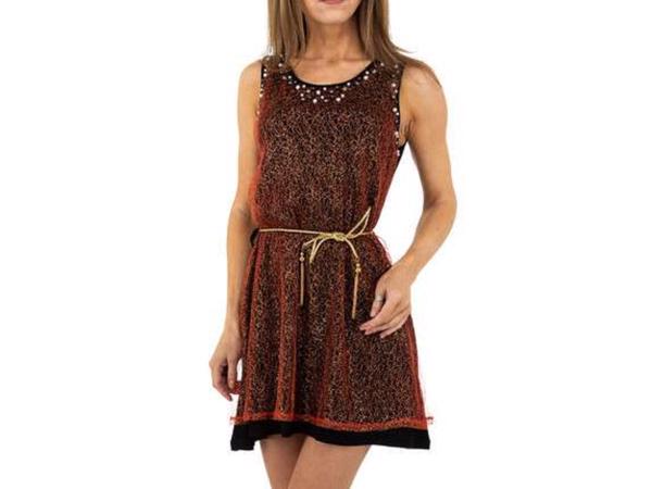 Metrofive stretchy glitter jurk rood met parels S/M