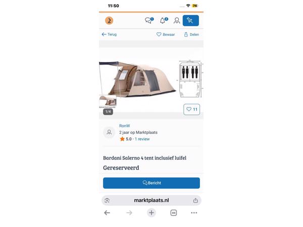 Katoenen 4 persoonstent