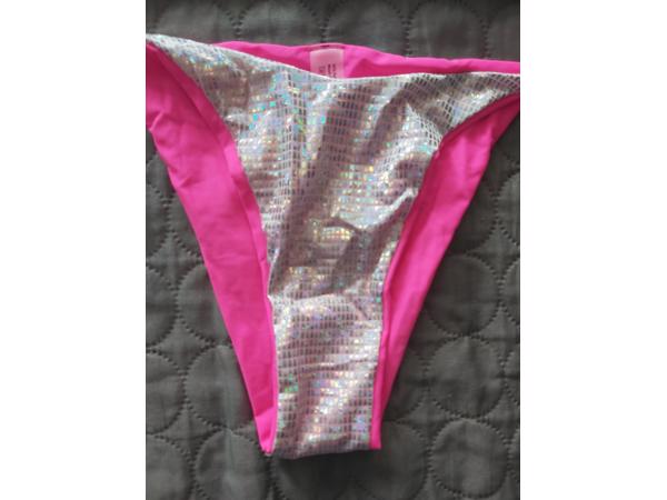 2 delige bikini roze zilver glitter L