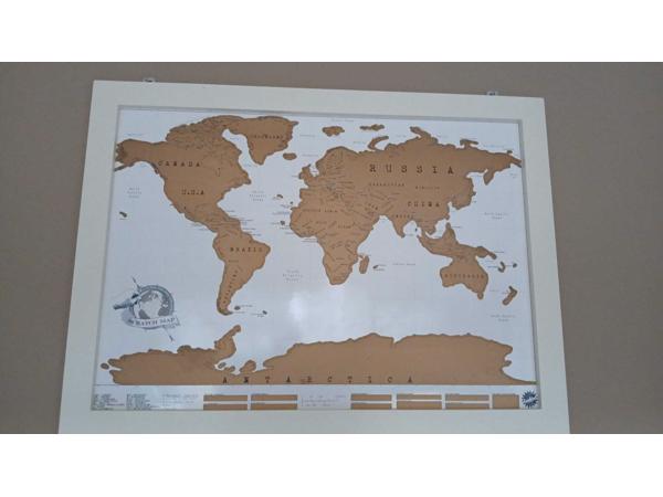 Wereldkaart Scratch map Deluxe of the World poster met lijst