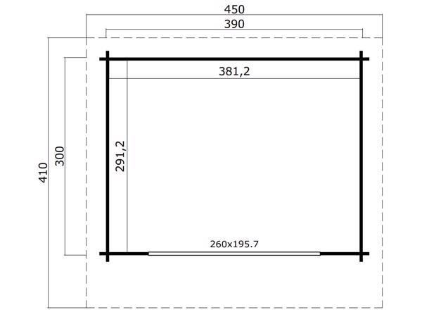 Blokhut Sussex 1 + Bifold Door 2600X1957