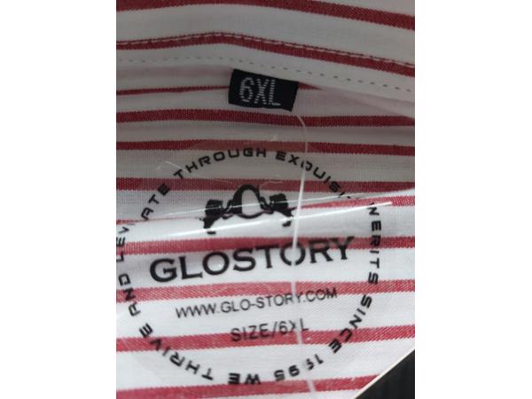 Glo-Story Slim-fit overhemd rood gestreept 6XL