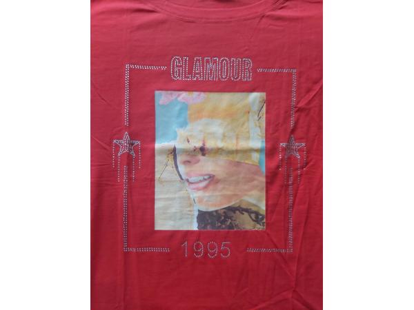 Glo-story t-shirt 1995 rood glamour glitter one size