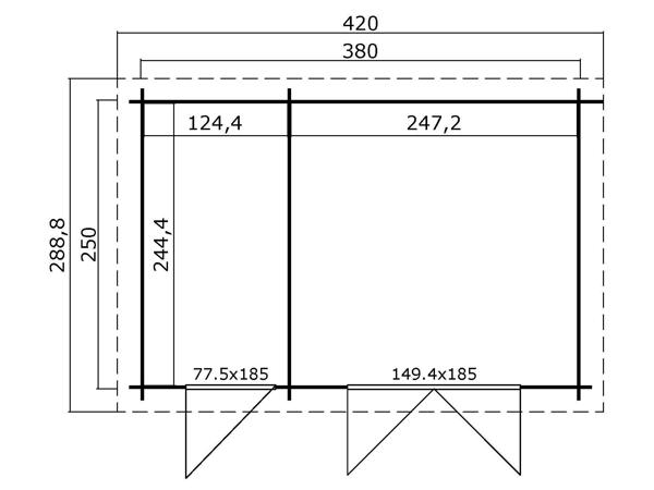 Tuinhuis-Blokhut Belmont 1: 380 x 250 cm