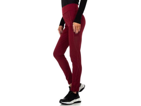 Fashion legging doorschijnende zakken wijnrood S/M 36/38