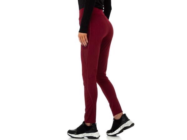 Fashion legging doorschijnende zakken wijnrood S/M 36/38