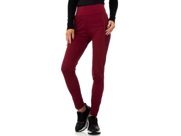 Fashion legging doorschijnende zakken wijnrood S/M 36/38