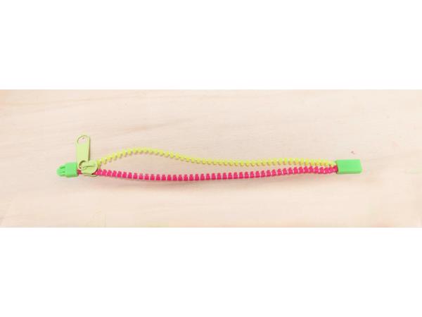 Rits armband 190x5mm geel roze groen. Nieuw