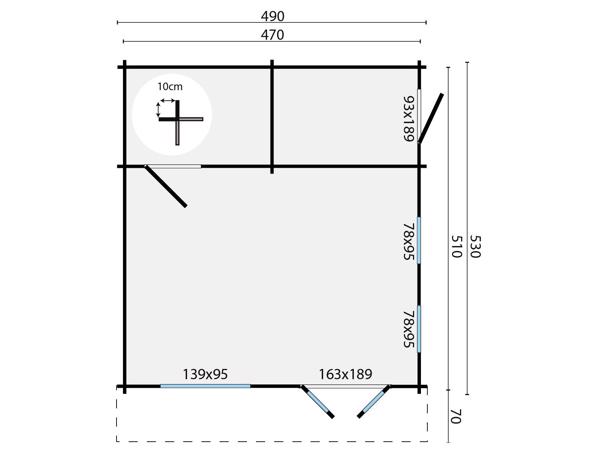 Blokhut - Tuinhuis Berlin | 44 mm | vuren onbehandeld