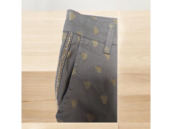 Place du Jour bedrukte broek met gouden cactus opdruk khaki