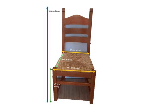 Massief hardhouten eetkamerstoelen met rieten zitting