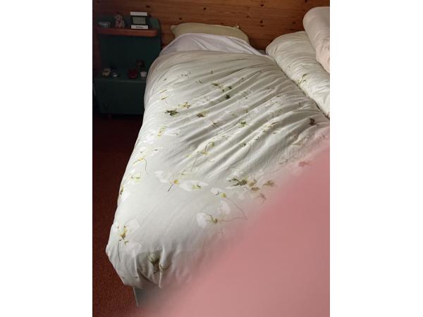 Houten  ledikant met beddegoed eneen boxspring compleet