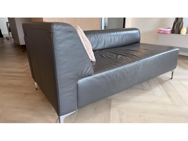 Chaise Longue - Montel - Leer Antraciet
