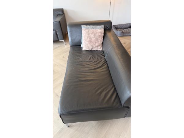 Chaise Longue - Montel - Leer Antraciet