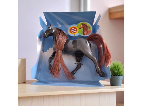Little horse speelpaard zwart grijs gevlekt bruin haar