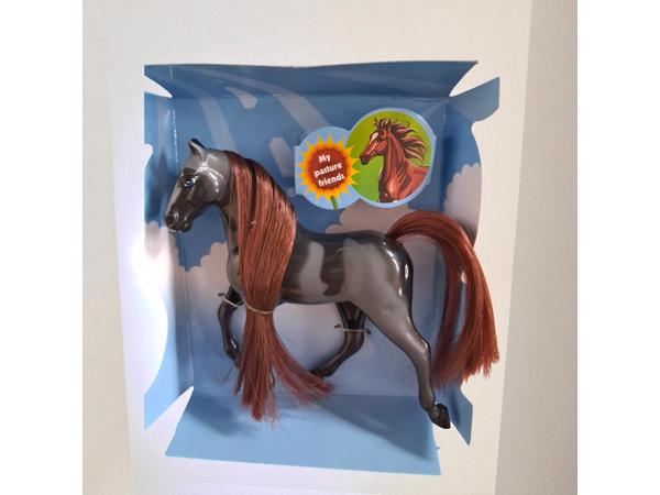 Little horse speelpaard zwart grijs gevlekt bruin haar