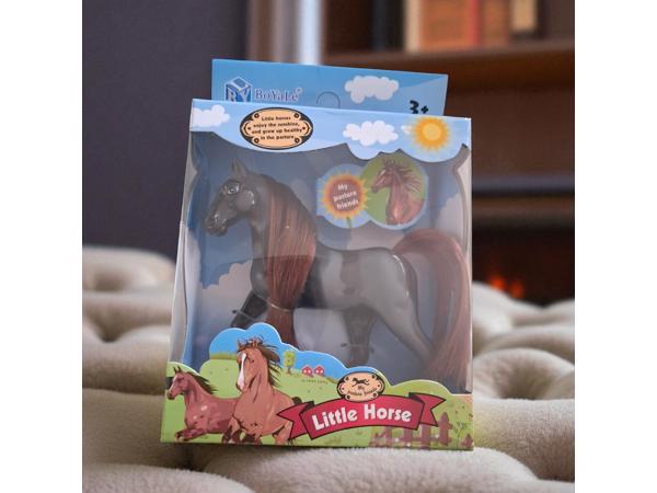 Little horse speelpaard zwart grijs gevlekt bruin haar