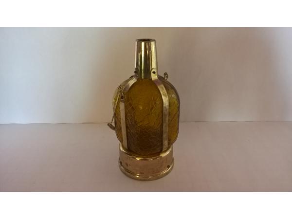 Antieke koperen metalen fles met speeldoos vintage jaren 60