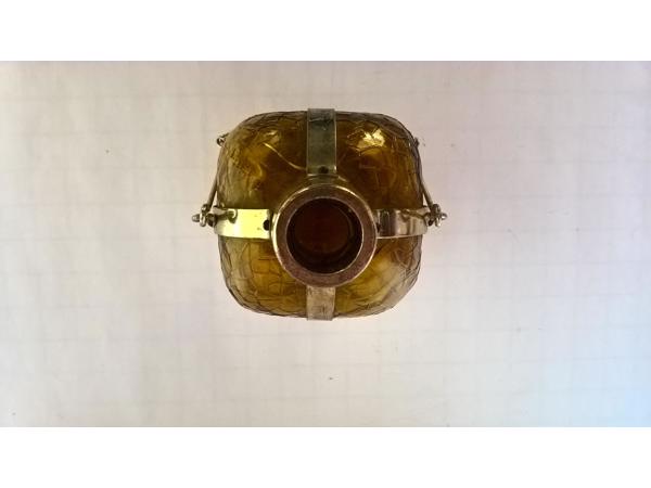 Antieke koperen metalen fles met speeldoos vintage jaren 60