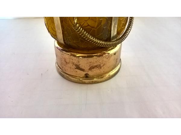 Antieke koperen metalen fles met speeldoos vintage jaren 60