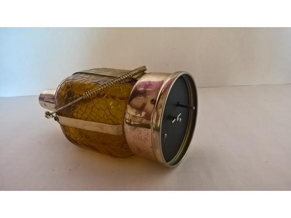 Antieke koperen metalen fles met speeldoos vintage jaren 60